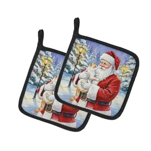 Carolines Treasures FNT1120PTHD 7.5 x 7.5 in. Flame Point Cat with Santa Claus Pot Holders, Pack of 2