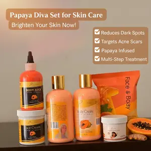 BYENBLAN Papaya Diva Body Care Set - Golden Papaya Cleanser, Moisturizing Cream for Brightening, Cleansing, Hydrating, Dark Spot & Acne Scar Reduction