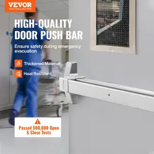 VEVOR Push Bar Door Locks, Carbon Steel Panic Bars for Exit Doors, with Exterior Lever and 3 Keys, Push Bar Panic Exit Device Door Hardware for Metal Wood Door, for Left and Right Handed Doors
