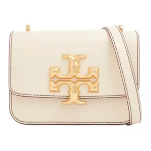 Tory Burch Eleanor Logo-Embossed Leather Crossbody Bag for Women, Small Size, Cream White