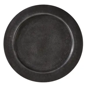 SARO  13 in. Round Aluminum Charger Plates with Hammered Design - Gray Set of 4