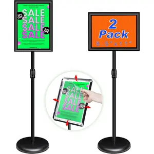 2Packs Adjustable Pedestal Sign Holder Stand 8.5''x11'', Floor Standing Poster Sign Stand,  Frame for Vertical/Horizontal View Sign stand,Outdoor/Indoor Standing Sign Holders, Black