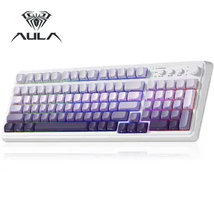 【Deals Version】AULA S99 Wireless Gaming Keyboard, Tri-Mode Bluetooth/2.4GHz/USB-C, RGB Backlit Mechanical Keyboard for Office and Gaming, Custom Macro Keys, Number Pad Included S99 Keyboard  Fixed Keycaps & Switches (Non-Replaceable)