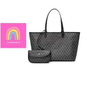 Women’s Large Capacity PVC Tote Bag Casual Shoulder Shopping Handbag Black