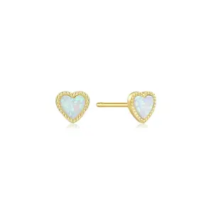 Micro Opal Heart Studs - Gold Finish with Heart-Shaped Design