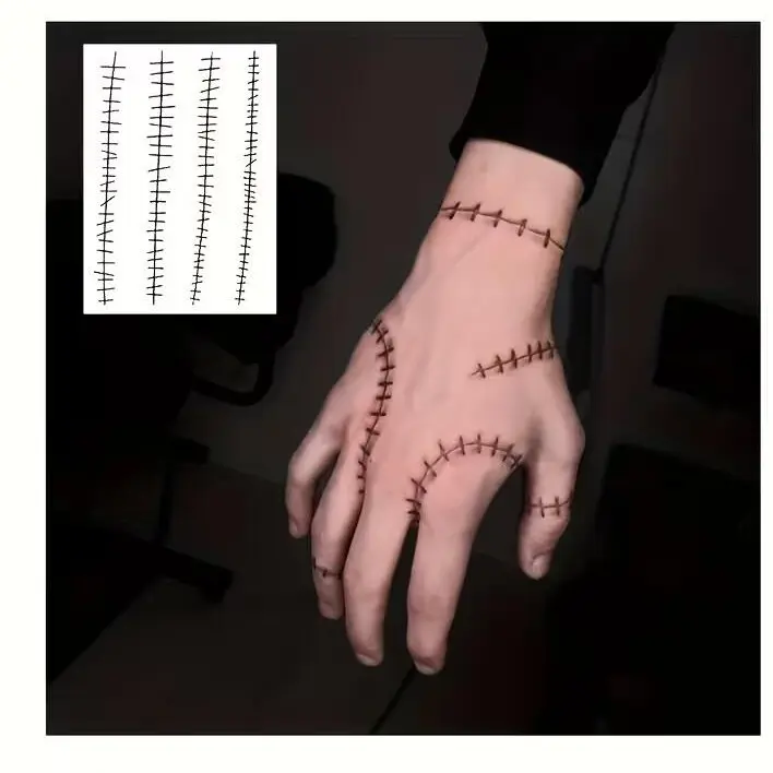 Simulated Scar Temporary Tattoos, Waterproof Fake Wound Tattoo Stickers, Realistic Body Art for Hands Arms Face, Horror Cosplay Halloween Costume Accessories