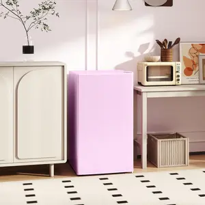 3.2 Cu.Ft Mini Fridge with Freezer - Single Door Compact Camping Refrigerator, Adjustable Thermostat, Reversible Door, Pink (for Sports & Outdoor Camp Kitchen Use)