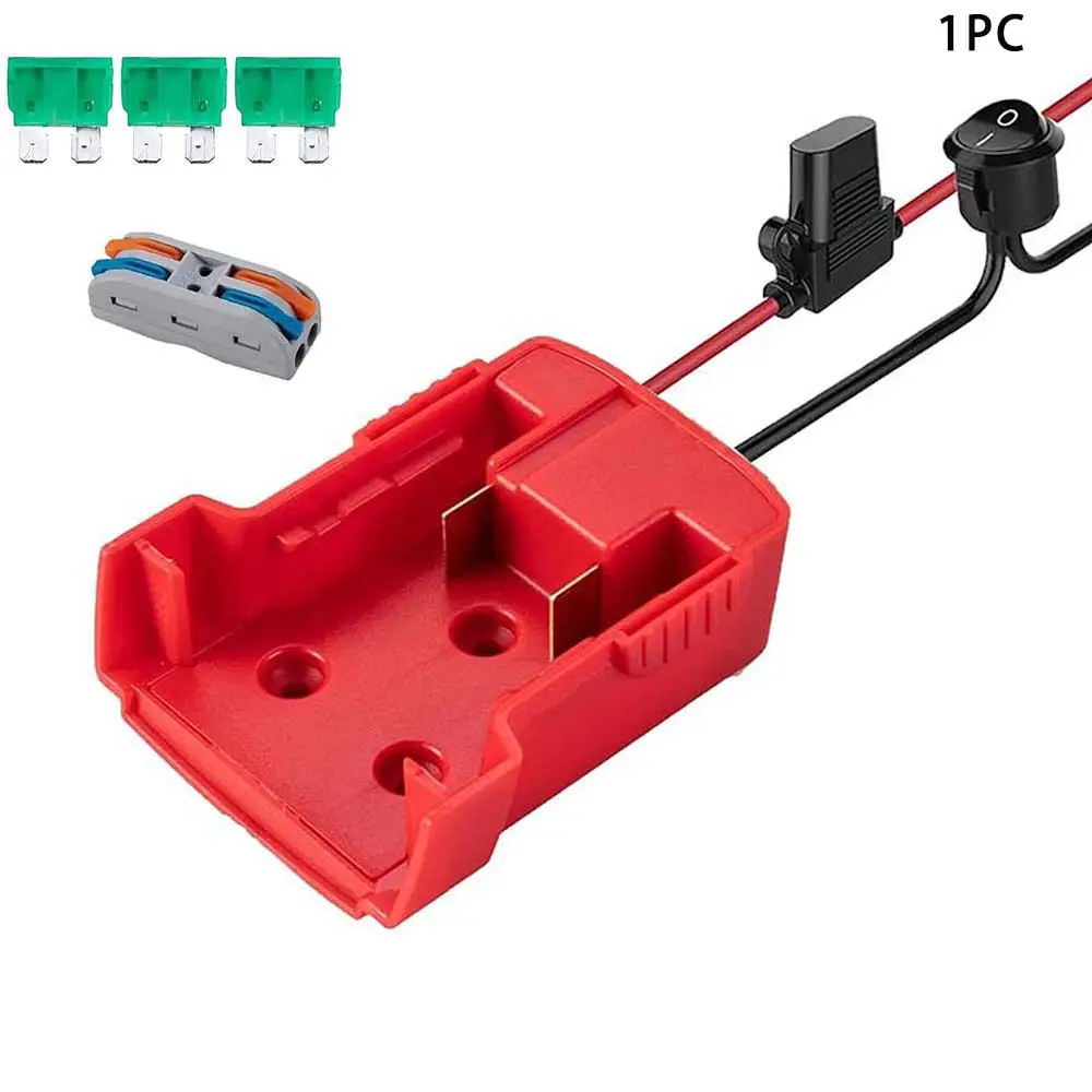 1PC DIY Battery Power Adapter, Compatible with MIL 18V Lithium Batteries, Fuse Protection, On/Off Switch and 14AWG Wire for Outdoor Use