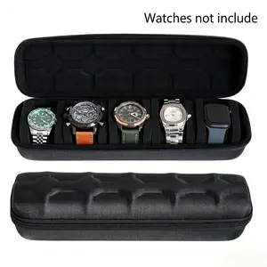 5 Slots Hard Watch Travel Case, Watch Protector, Watch Display Storage Box, Watch Storage Boxes, Large Capacity Hard Shell Organizer, Suitable for Most Watches