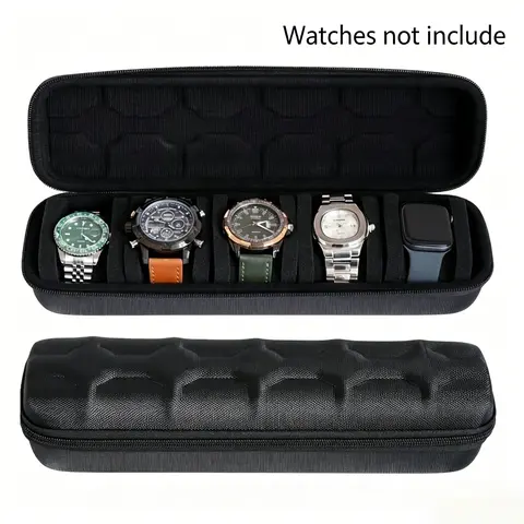 5 Slots Hard Watch Travel Case, Watch Protector, Watch Accessories, Watch Display Storage Box, Watch Storage Boxes, Large Capacity Hard Shell Organizer, Suitable for Most Watches