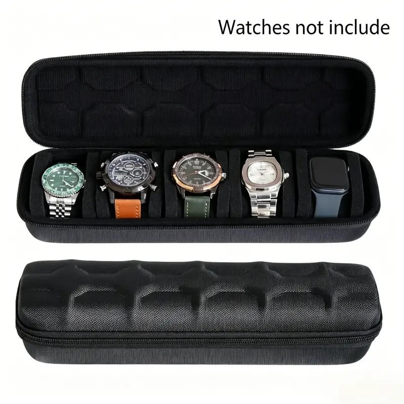 5 Slots Hard Watch Travel Case, Watch Protector, Watch Accessories, Watch Display Storage Box, Watch Storage Boxes, Large Capacity Hard Shell Organizer, Suitable for Most Watches