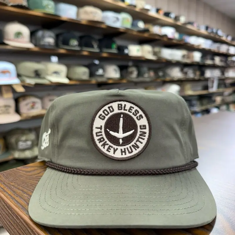 God Bless Turkey Hunting Rope Hat - Olive