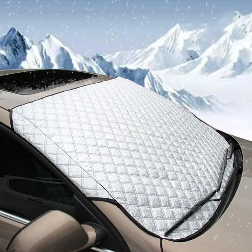 4-Layer All-Weather Car Windshield Cover | 57”x35” Universal Snow & Ice Protector with Wiper Guard | Fits Most Cars, SUVs, Trucks