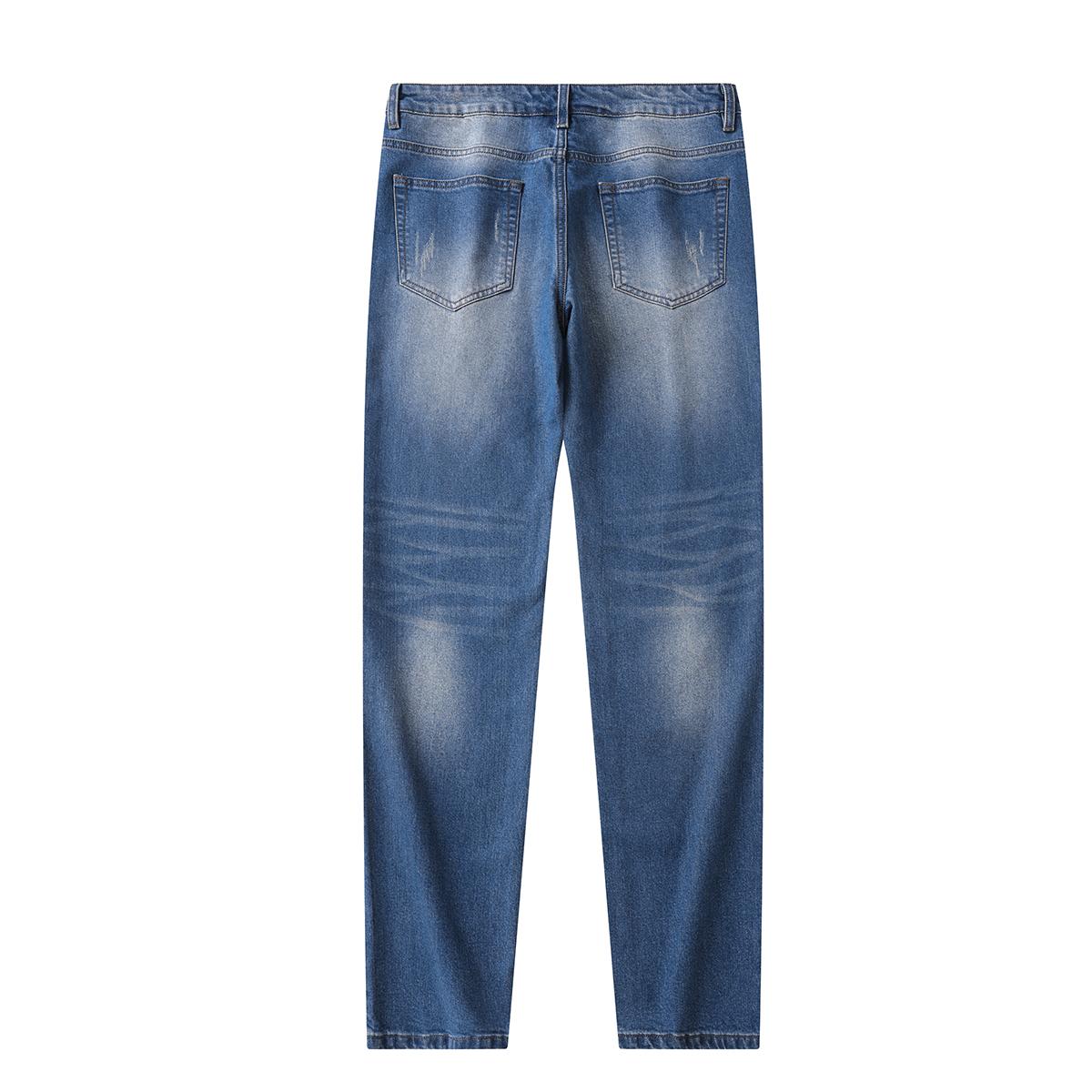 Men'S Classic Straight Leg Jeans - Versatile All-Season Denim Pants with Elasticity, Comfort Fit for Casual And Business Wear, Washed Blue, Everyday Jeans|Classic Denim Pants|Stretchy Fabric
