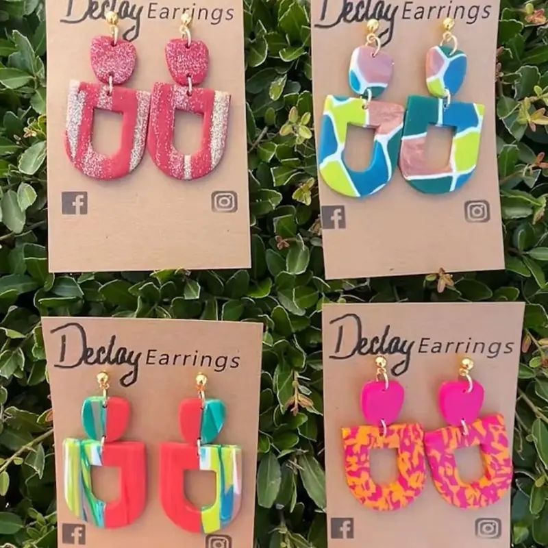 Summer Vibes Bells! - Statement Earrings - Super Lightweight Hook Earrings, Unique Polymer Clay Design, Waterproof & Durable, Perfect Gift