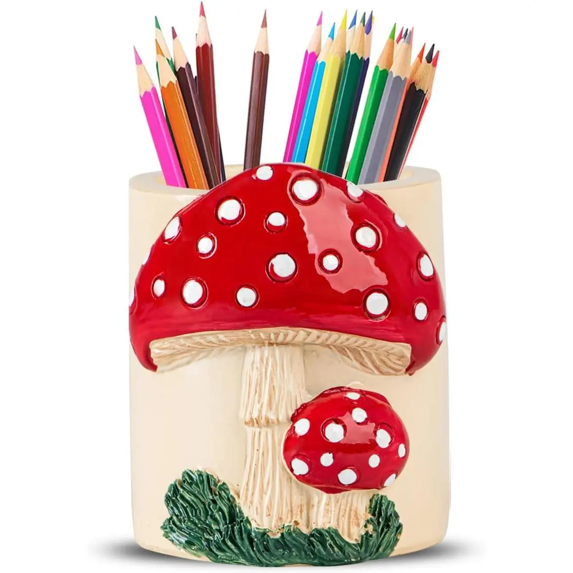 Mushroom  Pencil Holder & Pen Organizer - Cute Desk Pencil Holders With Multiple Compartments