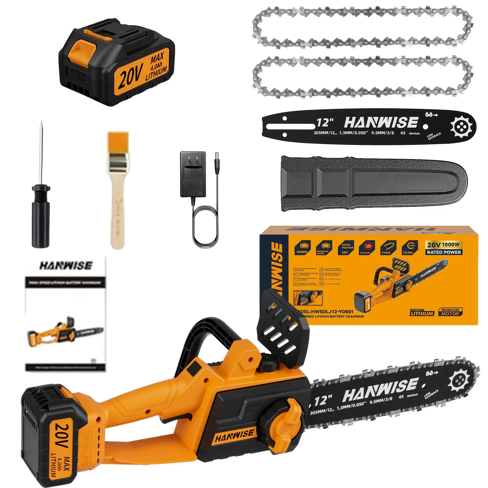 12"Chainsaw-Yellow-1Battery