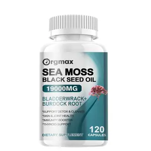 Healthcare Sea Moss Black Seed Oil Supplement with Bladderwrack, Burdock Root - 120pcs Mineral Wellness Supplement