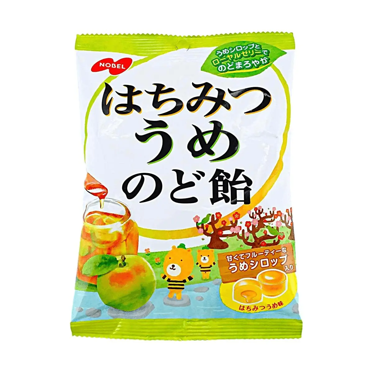 NOBEL Honey Plum Throat Drops 108g - Soothing Sore Throat Relief, Refreshing Candy for Adults & Kids