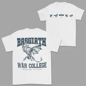 Fourth Wing 4 Legs Dragon T-shirt, Basgiath College 2-Sided T-shirt, Vintage Fourth Wing Shirt, Basgiath War Tees, Summer Shirt For Men, For Women