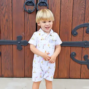 Pooh Bear Friends Polo Romper - Soft Knit Boys Outfit