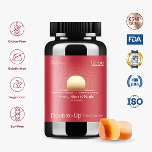 Upbe 16-in-1 Double-Layer Hair Skin & Nails Gummies - 6000mcg Biotin + Herbal Extracts, Vegetarian, Non-GMO, Visible Results in 28 Days