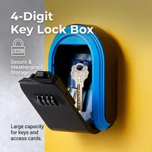Portable key box with combination lock, weatherproof wall-mounted key safe, secure storage for spare keys, Digital keypad safe