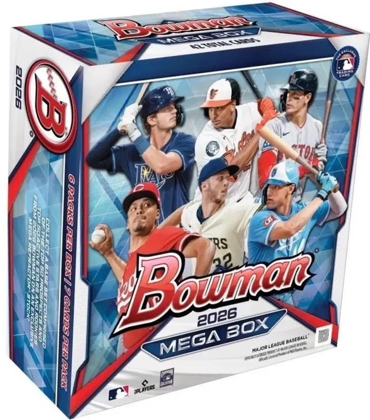 2026 Topps MLB Bowman Baseball Trading Card Mega Box (42 CARDS )
