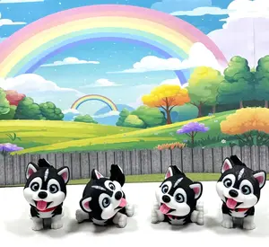 4pcs Flexi Chibi Edition Husky 3D Printed Articulated Fidget Baby Husky Dog, Poseable Animal Toy, Custom Pet Gift for Dog Lovers