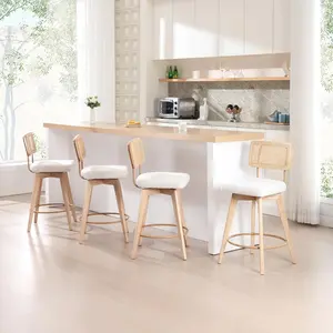 Modern Wood Barstools with Back, Kitchen Island Swivel Counter Stools, 26 Inch Modern Stool Set of 4,