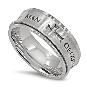 MAN OF GOD Spinner Ring with High Polished Stainless Steel