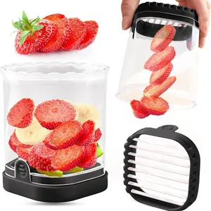 Fruit Slicer Cup, 1 Count Detachable Vegetable Fruit Cutter with Push Plate, Creative Strawberry Slicer, Kitchen Small Tool for Home Dining Room Picnic, Vegetable Cutting Slicer, Utensils, Durable Vegetable Slicer
