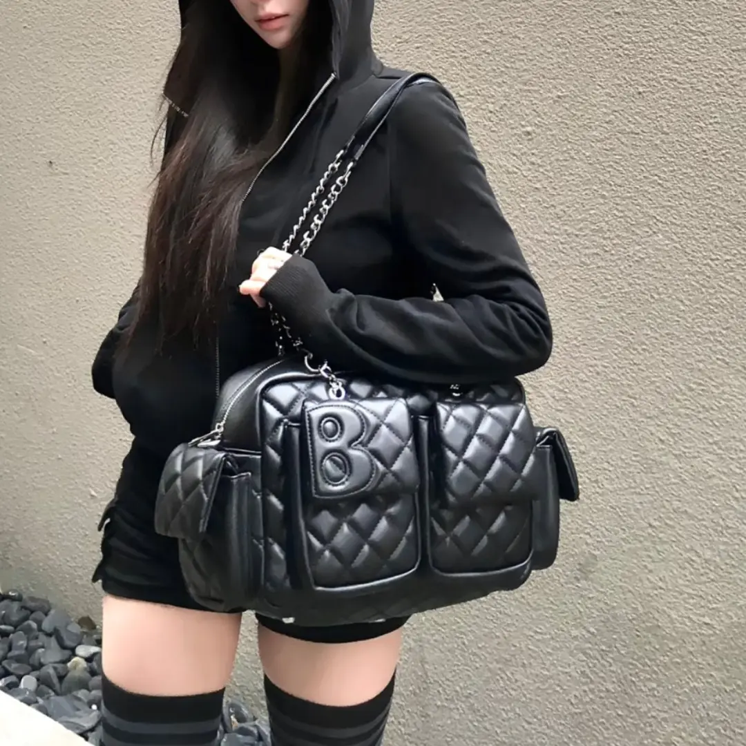 Women's Vintage Quilted Multi-Pocket Crossbody Shoulder Bag - Cross Body Bags for Everyday Commuting, Large Capacity Luggage Accessory