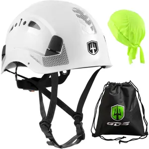 Safety Helmet Hard Hat with Chin Strap Vented Lightweight Adjustable Hardhat for Men Women with Hi-Viz Design Ideal for Tree Climbing Work at Height