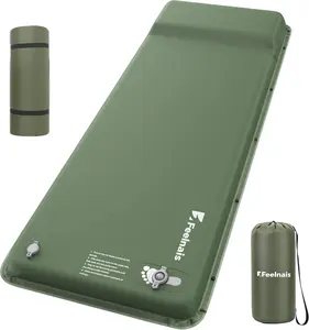 Self Inflating Sleeping Pad, Memory Foam Camping Pad with Foot Pump, Memory Foam Mattress with Pillow, 4 Season Camping Mattress Pad, Camping Essentials Gear for Tent/Car/Camp - Green
