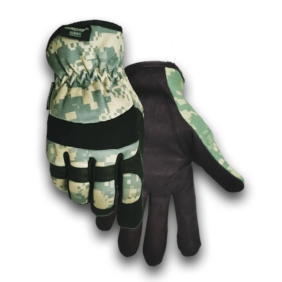 STAG Heavy Duty Digital Camo Back Hunting & Construction Gloves - Slip-On, Easy On/Off, Size 36, Standard Sizes Available (Work Safety Equipment for Hunters), Camouflage