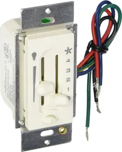 Dual Slide Ceiling Fan Wall Control Switch with Preset - for  & Casablanca Fans, 4 Speed Control, Full Range Light Dimmer, Indoor Wall Switch - 27183