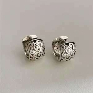 New Arrival Vintage Hollowing Out Flower 925 Silver Needle Ladies Stud Earrings Jewelry For Women Gifts Anti Allergy magnetic earrings earring stacks