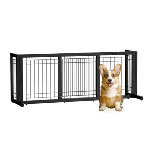 Rebuyhome 4-Panel Pet & Kids Safety Gate (Pine + Iron) - Adjustable, Coffee/White/Black, Universal Durable Frame with Rubber Feet, Indoor & Outdoor Use,petlovers,SummerVibes