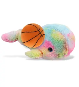 PLUSH BASKETBALL - SUPER-SOFT PLUSH - RAINBOW WHALE LARGE 9"