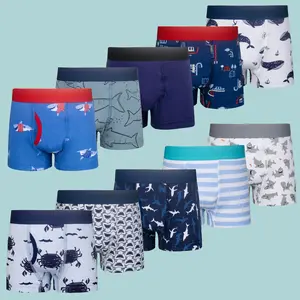 10-Pack Boys’ 100% Cotton Boxer Briefs – Soft, Breathable & Colorful Printed Toddler Underwear, Comfortable Kids Underpants for Ages 3T–9Y