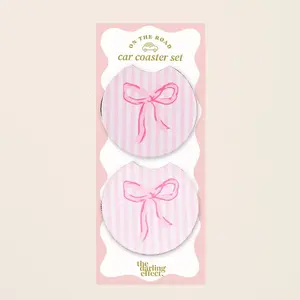 Bow Pink Car Coasters Bow Pink Car Coasters