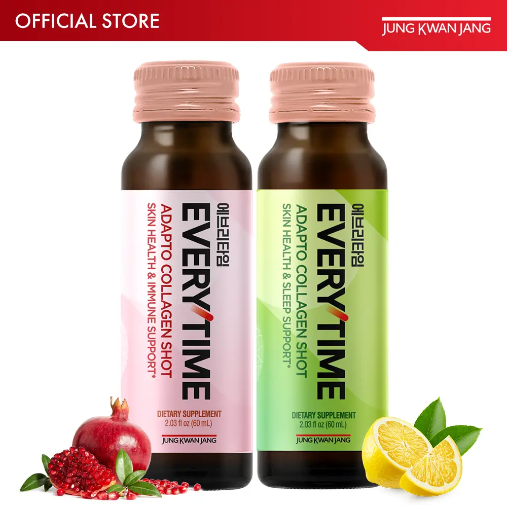 JUNG KWAN JANG Everytime Adapto Collagen Shot - Official Product Liquid Adaptogen Drink with Marine Collagen - Gluten Free (10 Bottles, 2.03 fl oz)