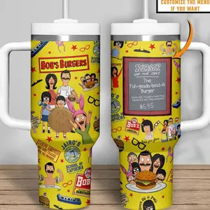 Bob’s Burgers Movies 40oz Tumbler With Handle, Cute Cartoon Movie Tumbler, Movie Lover Travel Cup