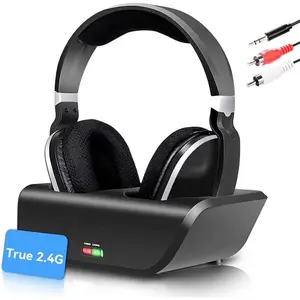 Headphones for TV Watching, Over-Ear Headset for Television Listening with 2.4 GHz 3.5 mm RCA Digital Transmitter, No Audio Delay, 100 Work Rang, 20 Hrs Playtime, Plug n Play