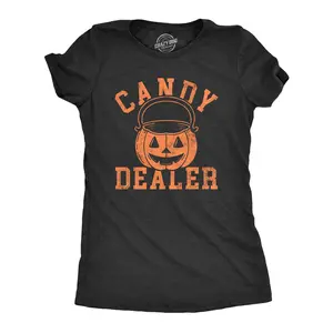Womens Candy Dealer T Shirt Funny Halloween Trick Or Treat Candies Joke Tee for Ladies Funny Womens T Shirts Cute Vintage Fashion Casual Ladies T-Shirt Gift Halloween Tops for Women Funny Food Top Women's Black -