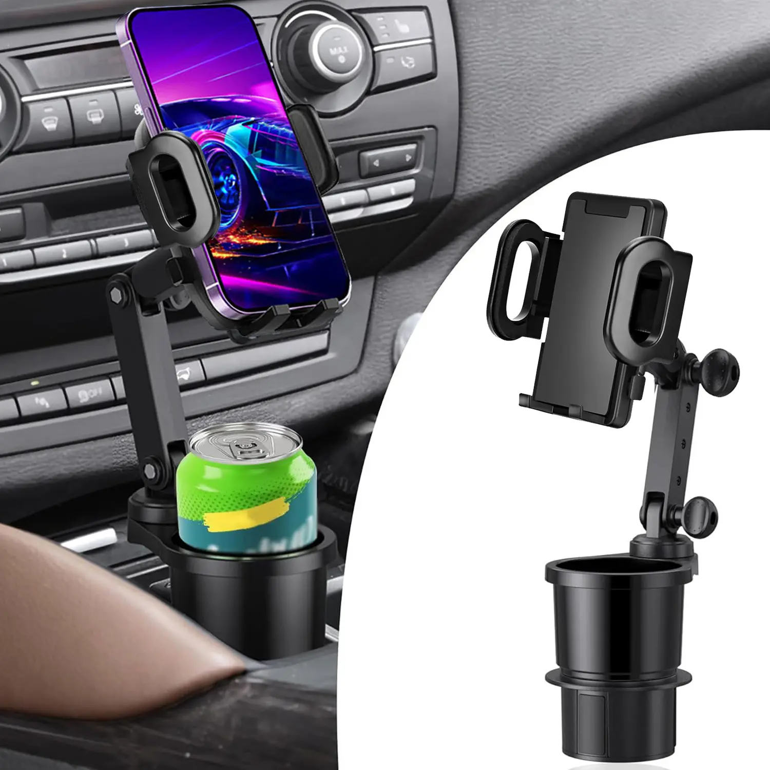 Universal Large Cup Holder Wall Mount, Heavy Duty Plastic Drink Holder | Work for Boat Car Truck RV Bus Tractor Wall Wood, Vertical or Horizontal Mount, Fit Most Cup Bottle Can Tumbler Black 1 Pack