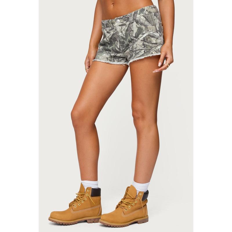 Joyce Camo Low Rise Denim Shorts