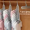 Transparent ABS Durable Plastic Hangers - 3-Pack Hanging Clothes Organizer, Foldable Space-Saving, Adjustable 9-Hole, Anti-Slip, High-Tenacity, Rotatable Closet Organizer Storage for Balcony, Jackets, Dresses