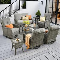 Dark Gray 8 PCS Outdoor Patio Sofa Set